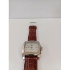 VINTAGE Mondia ανδρικό ρολόι με ασημένιο καντράν και καφέ δερμάτινο λουράκι (VIN38)